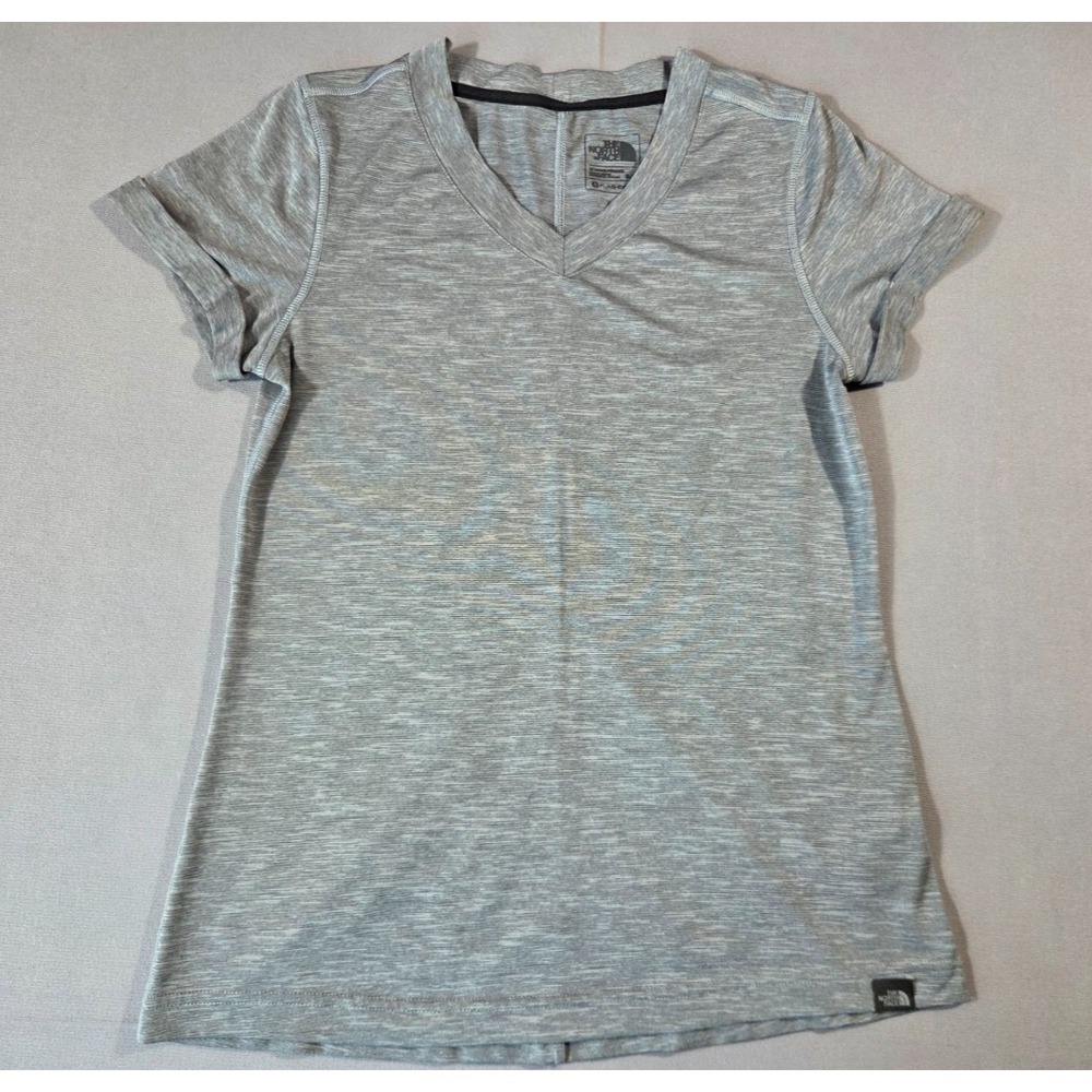 The North Face Shirt Womens Small Heather Gray Cuffed Sleeves Flash Dry Stretch